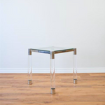 Glass Acrylic Side Table- Silver