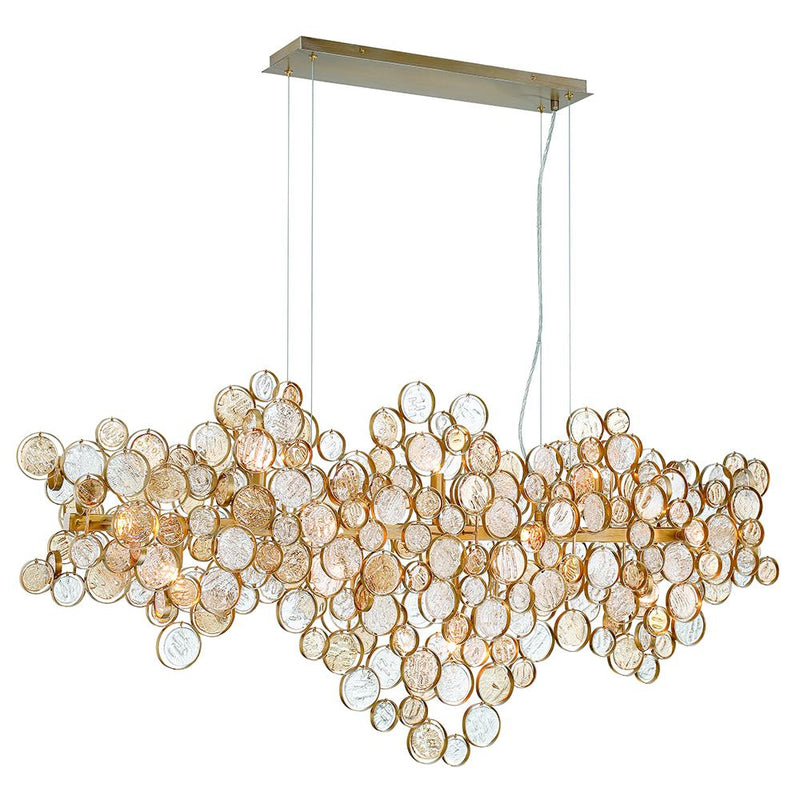 Trento 15-Light Chandlier in Pearl Gold Clear