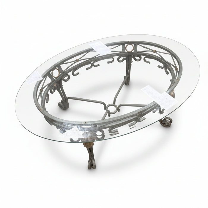 Oval Glass Top Brass Coffee Table