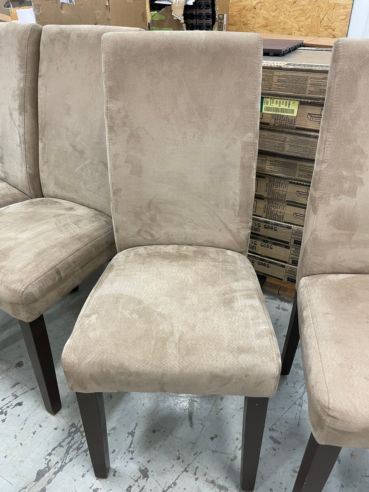 Armless Dining Chair in Tan Ultrasuede