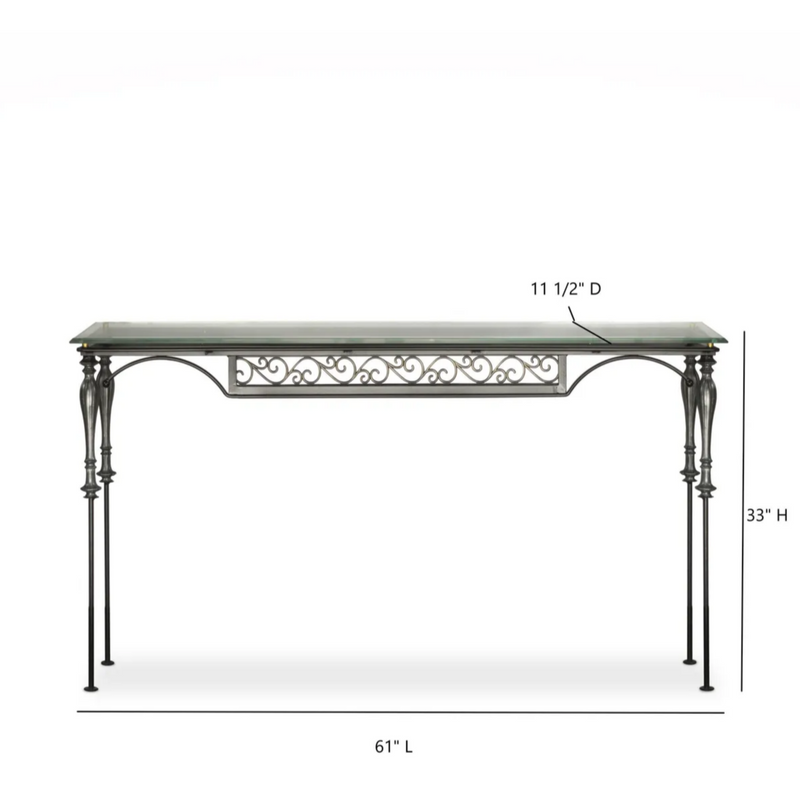 Glass and Forged Steel Console Table