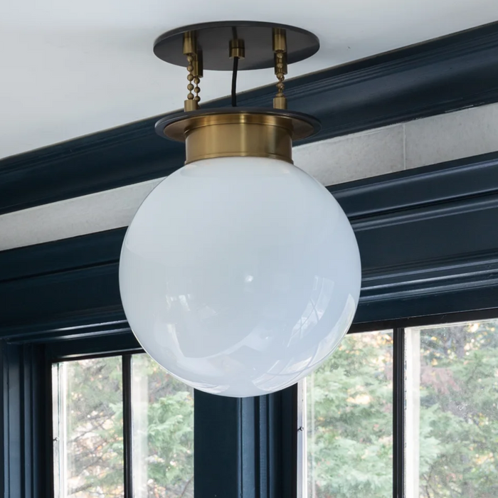 Glass Globe 1-Light Pendant Light- Bronze