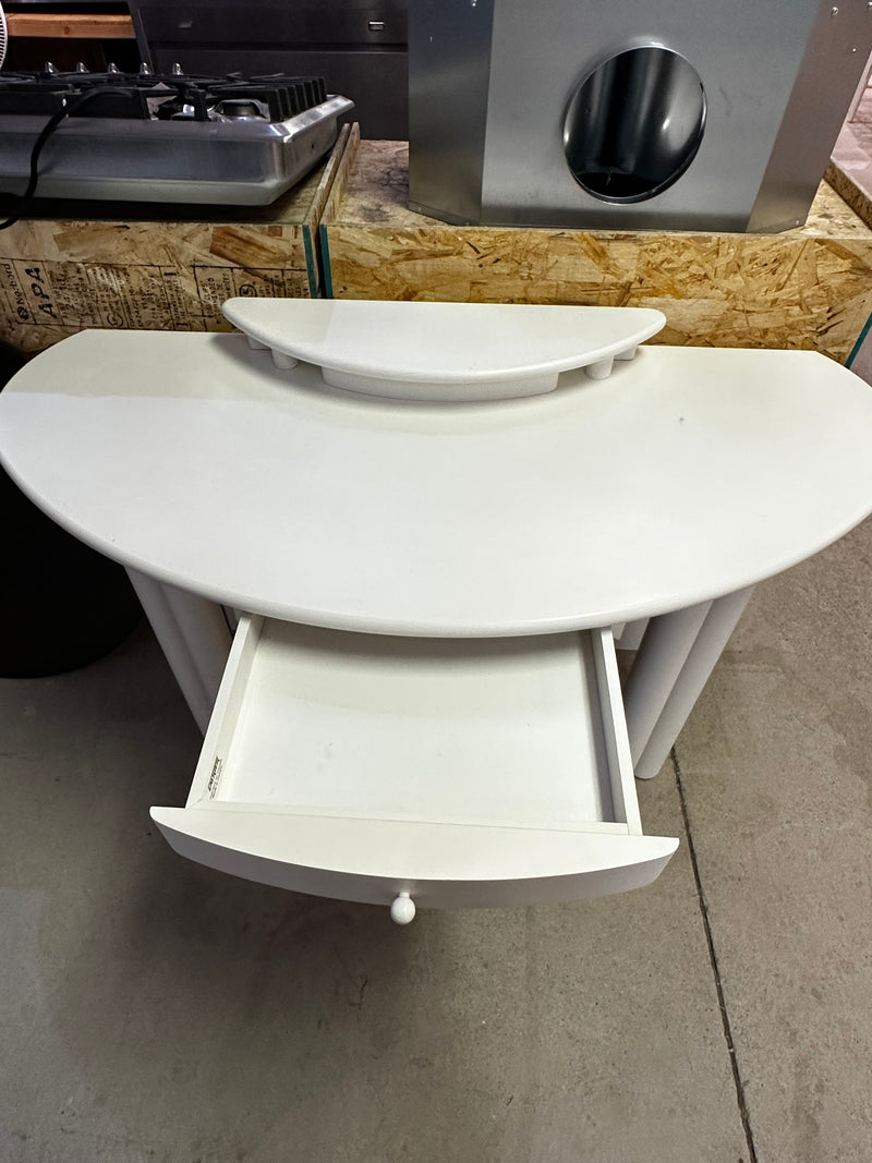White Mid-century Modern Vanity Set/Desk With a Matching Stool