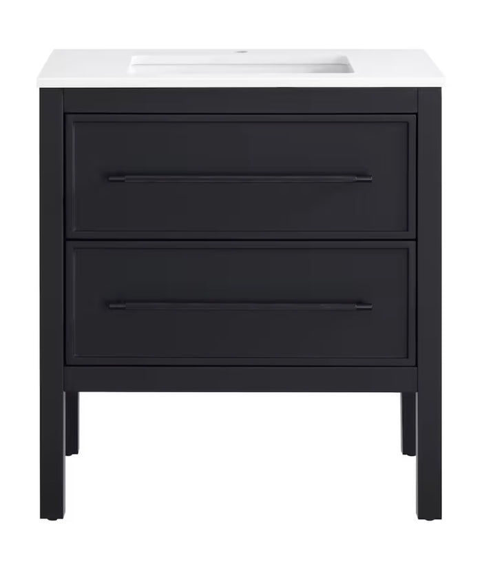Home Decorators Collection Vistara 30-inch W x 19-inch D Freestanding Bath Vanity with Black Handle