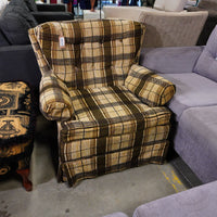 35-inch W Fabric Lounge Chair in Checkered Beige