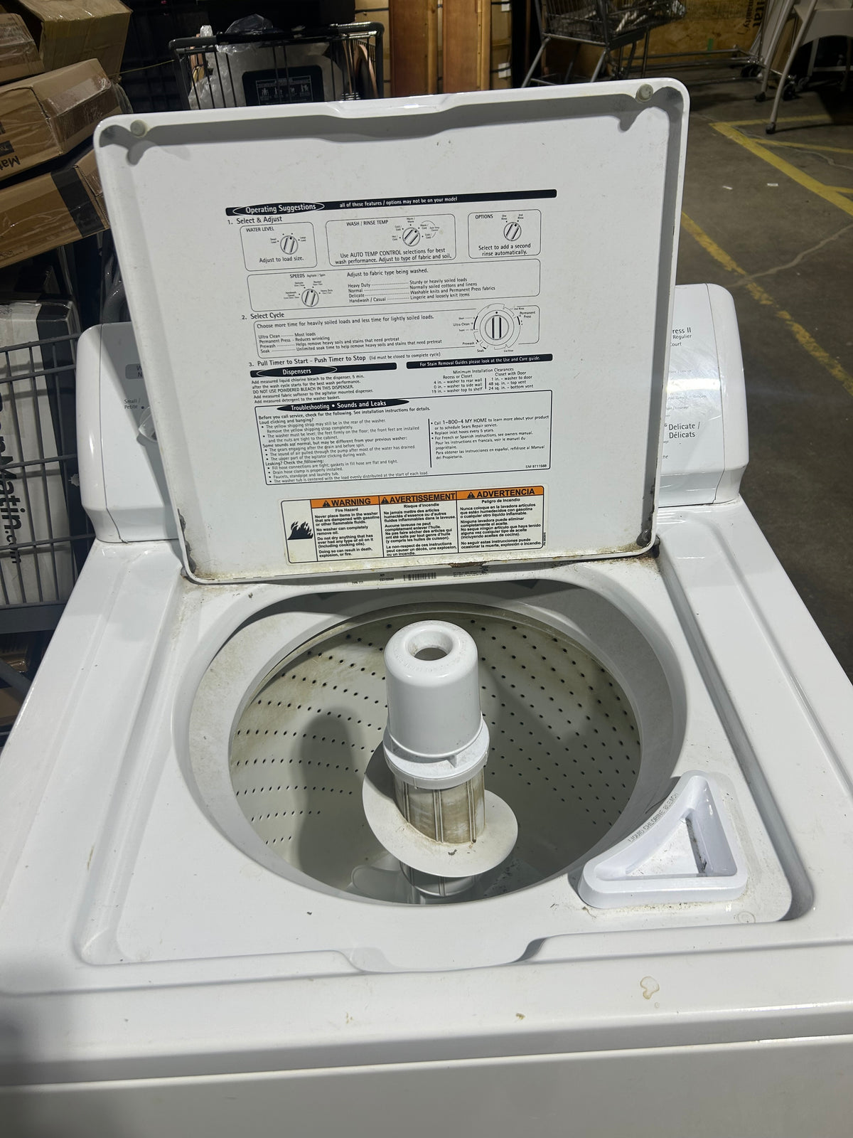 Kenmore Top Load White Washing Machine - as is