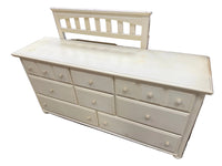 Cream-Coloured 9-Drawer Dresser with Mirror