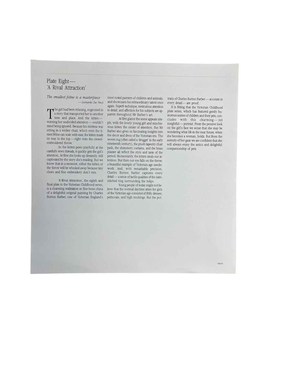 "A Rival Attraction" by Charles Burton Barber Collectors Plate