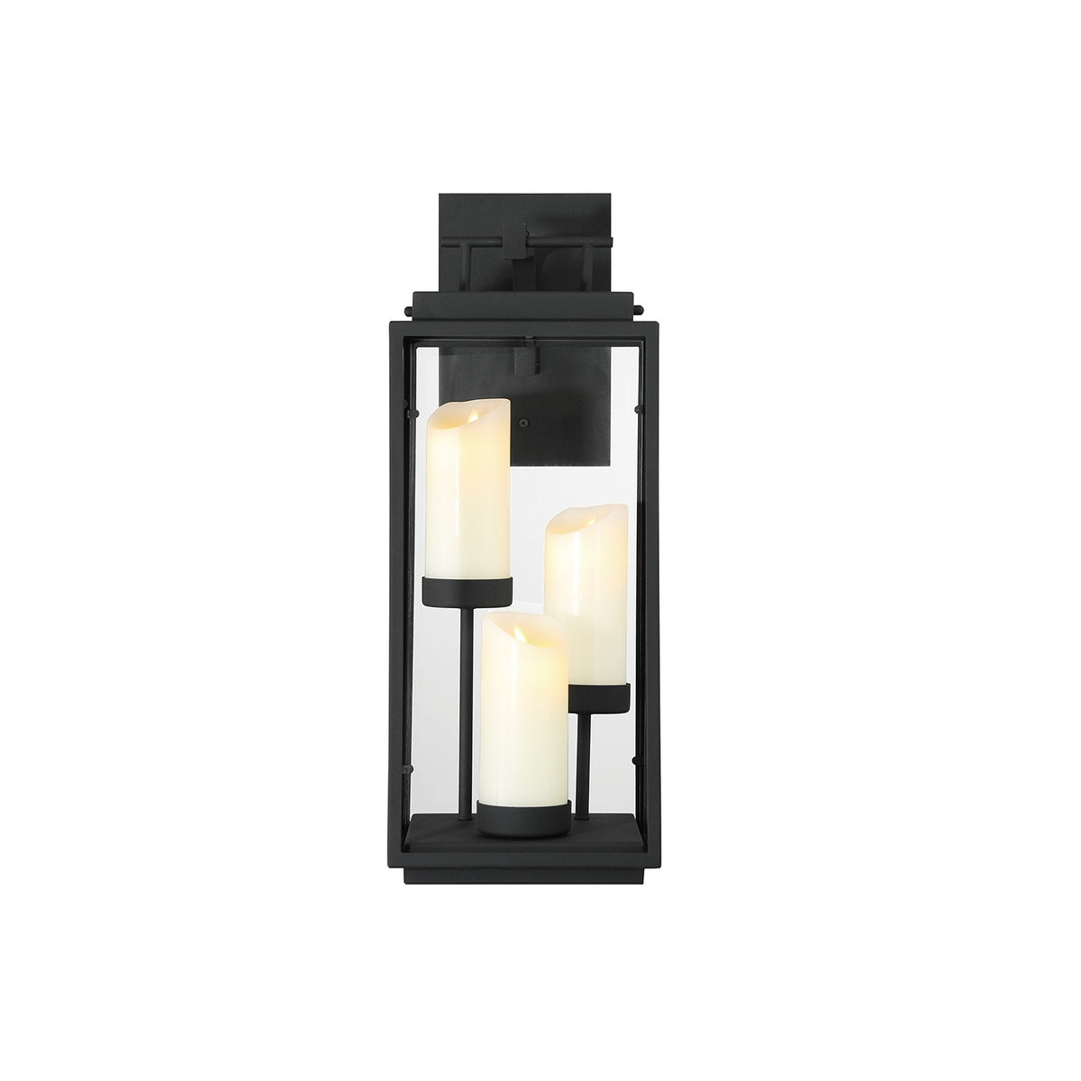 Cathedral 3-Light LED Lantern w/ Wall-Mount Bracket in Black