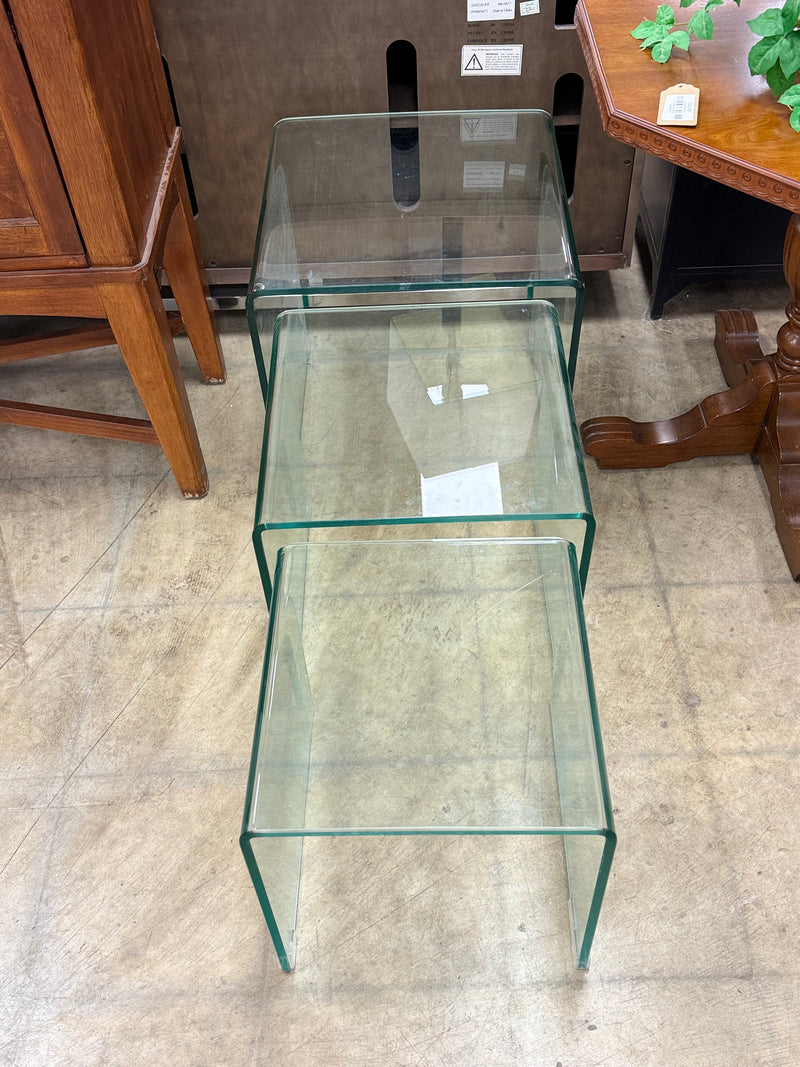 Clear Glass Bent Waterfall Table Set