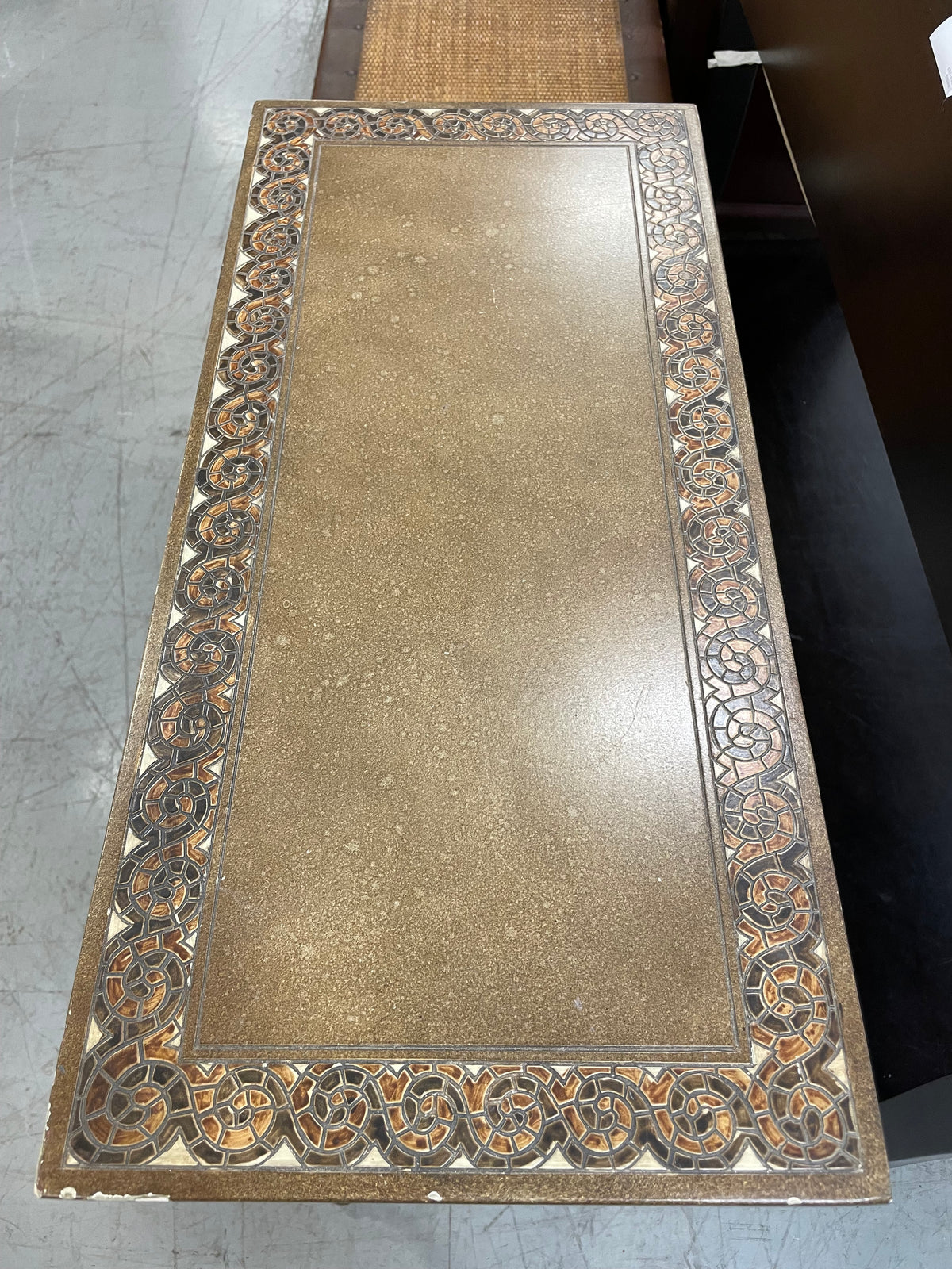 Tile-look Console Table in Gold, Browns and Tans