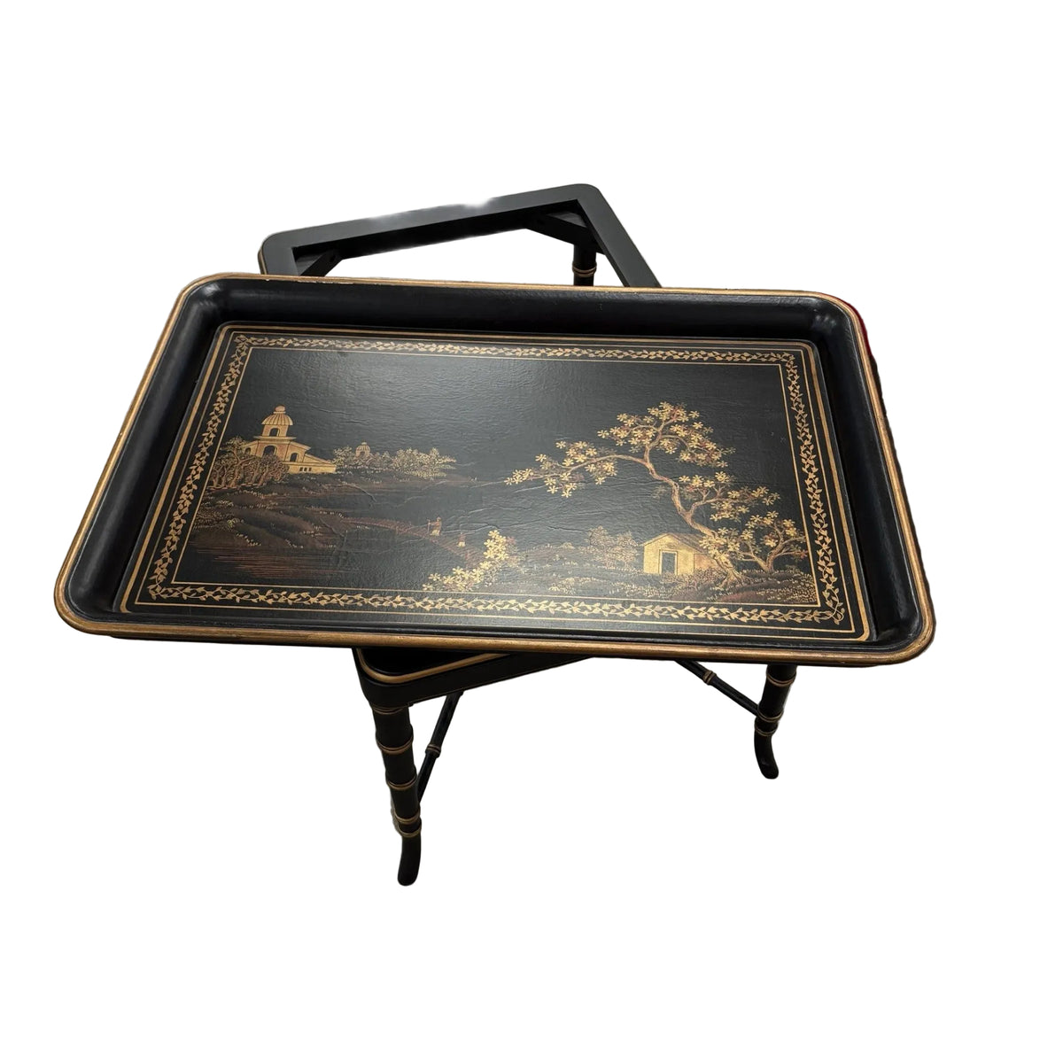 36-Inch Vintage Chinoiserie Trap-Top Coffee Table