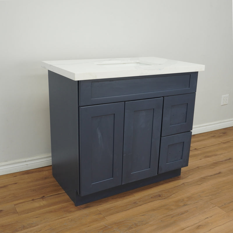 36-inch Bathroom Vanity w/ Stone Countertop in Grey