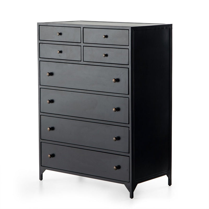 Belmont 36-inch W Tallboy 8-Drawer Iron Dresser in Black