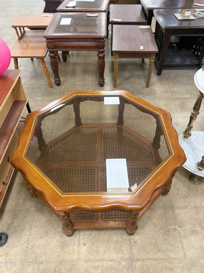 Hexagon Shaped Glass Top Coffee Table