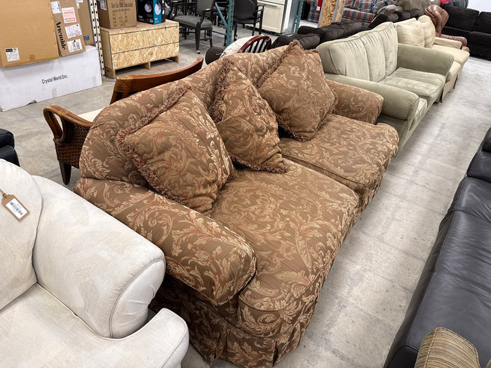 Warm Brown Ornate Damask-Style 3-Seater