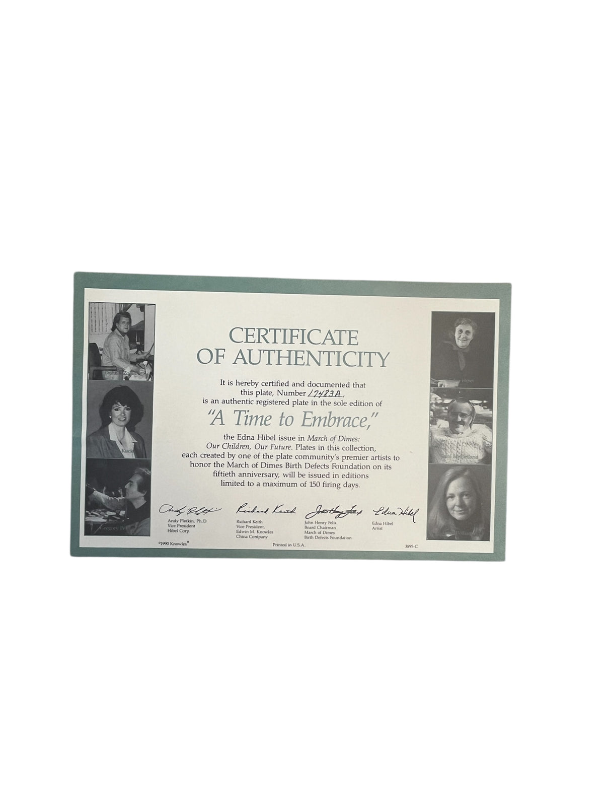 Edna Hibel "A Time To Embrace" Collectors Plate