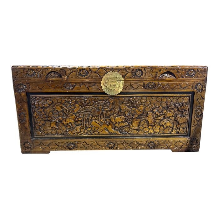 Chinese Hand-Carved Camphor Wood Chest