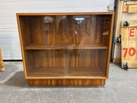35 in. W Vintage 1960s Bookcase With Sliding Glass Doors
