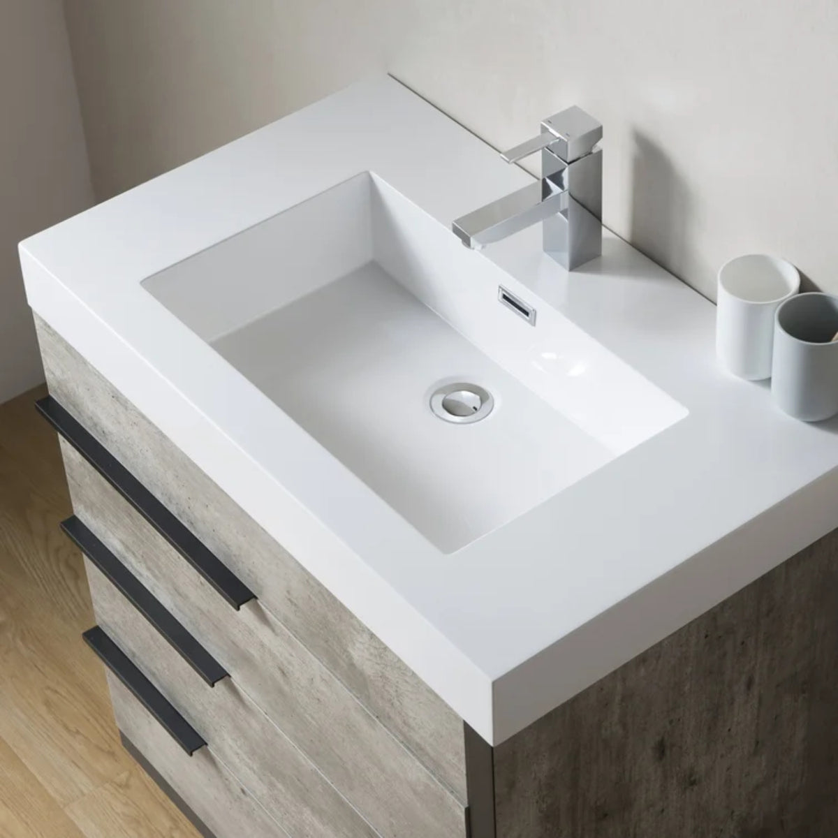 36" Solidtech Single Sink - White