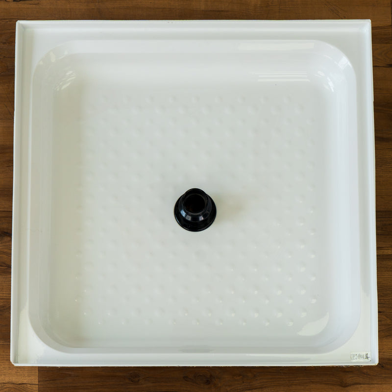 36" x 36" Acrylic Shower Base Center Drain - White