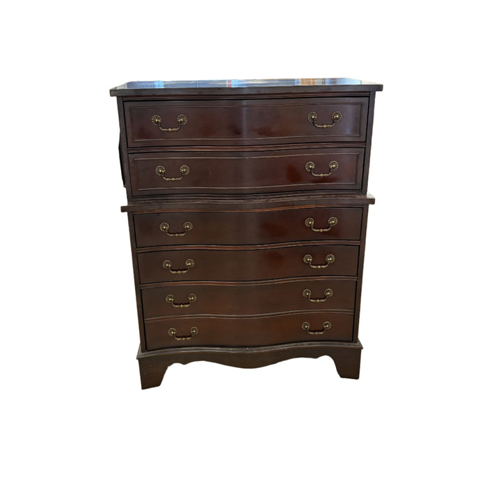 37-Inch Georgian Banded Mahogany Highboy Dresser