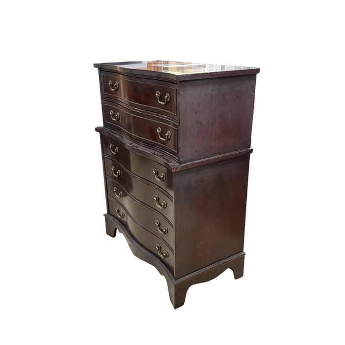 37-Inch Georgian Banded Mahogany Highboy Dresser