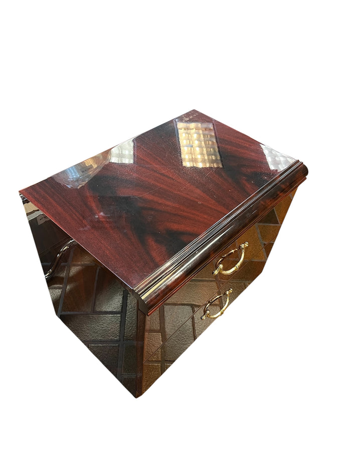 2 Drawer Nightstand With Brass Handles