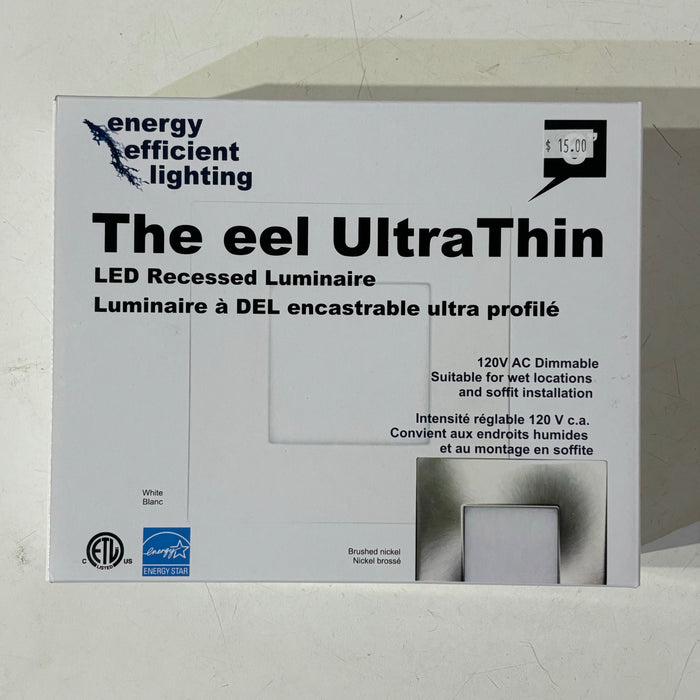 EEL UltraThin LED Recessed Luminaire 6-inch Square, Brushed Nickel