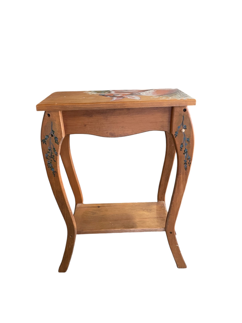 2-Tier Solid Wood Deer Side Table