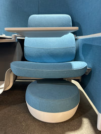 Blue Office Cubicles + foot stool