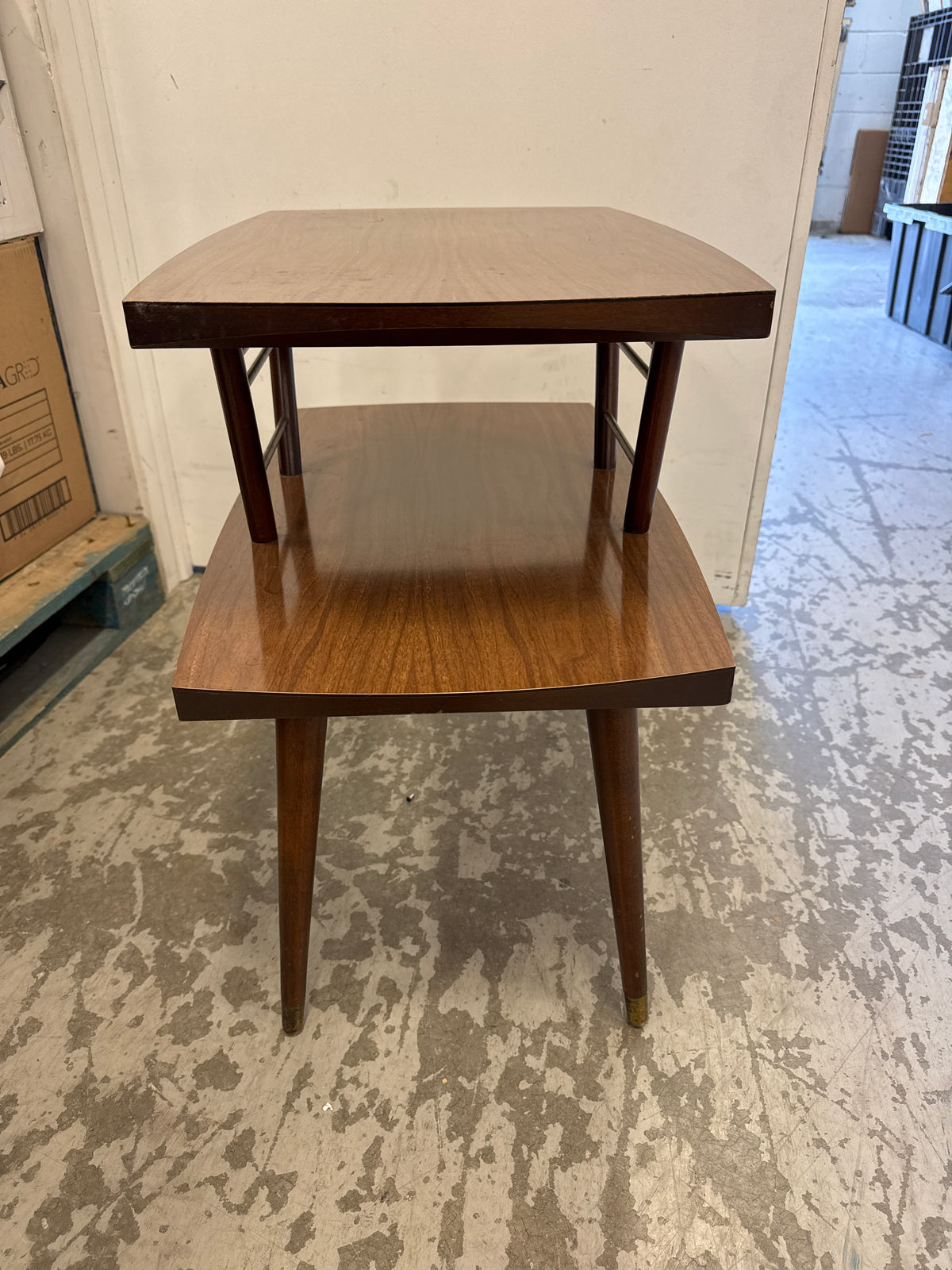 26 In. Wide Vintage Mid-Century Modern 2-Tier Step End Table