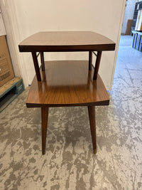 26 In. Wide Vintage Mid-Century Modern 2-Tier Step End Table