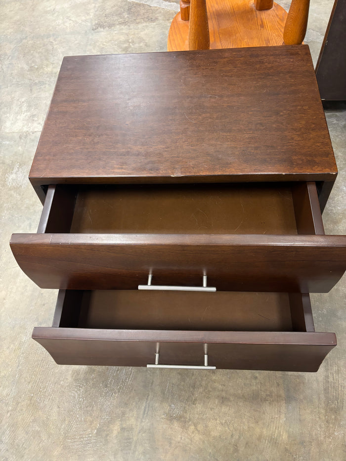 Dark Brown 2-Drawer Nightstand