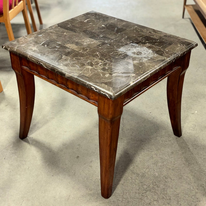 Elegant Side Table in Wooden Frame with Marble Top, 28-Inch Wide