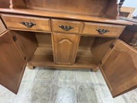 Wooden French Country Hutch with Glass Doors