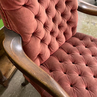 27-Inch W Vintage Velvet Accent Chair – Tufted Upholstery, Wooden Frame