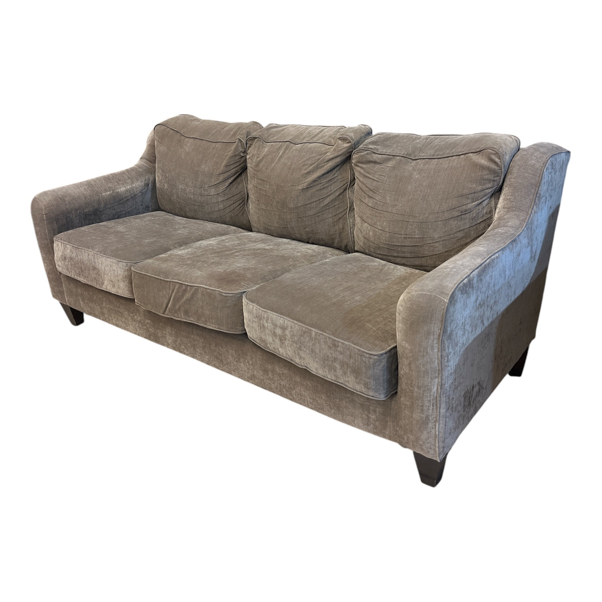 Taupe Three-Seater Sofa w/ Plush Cushions