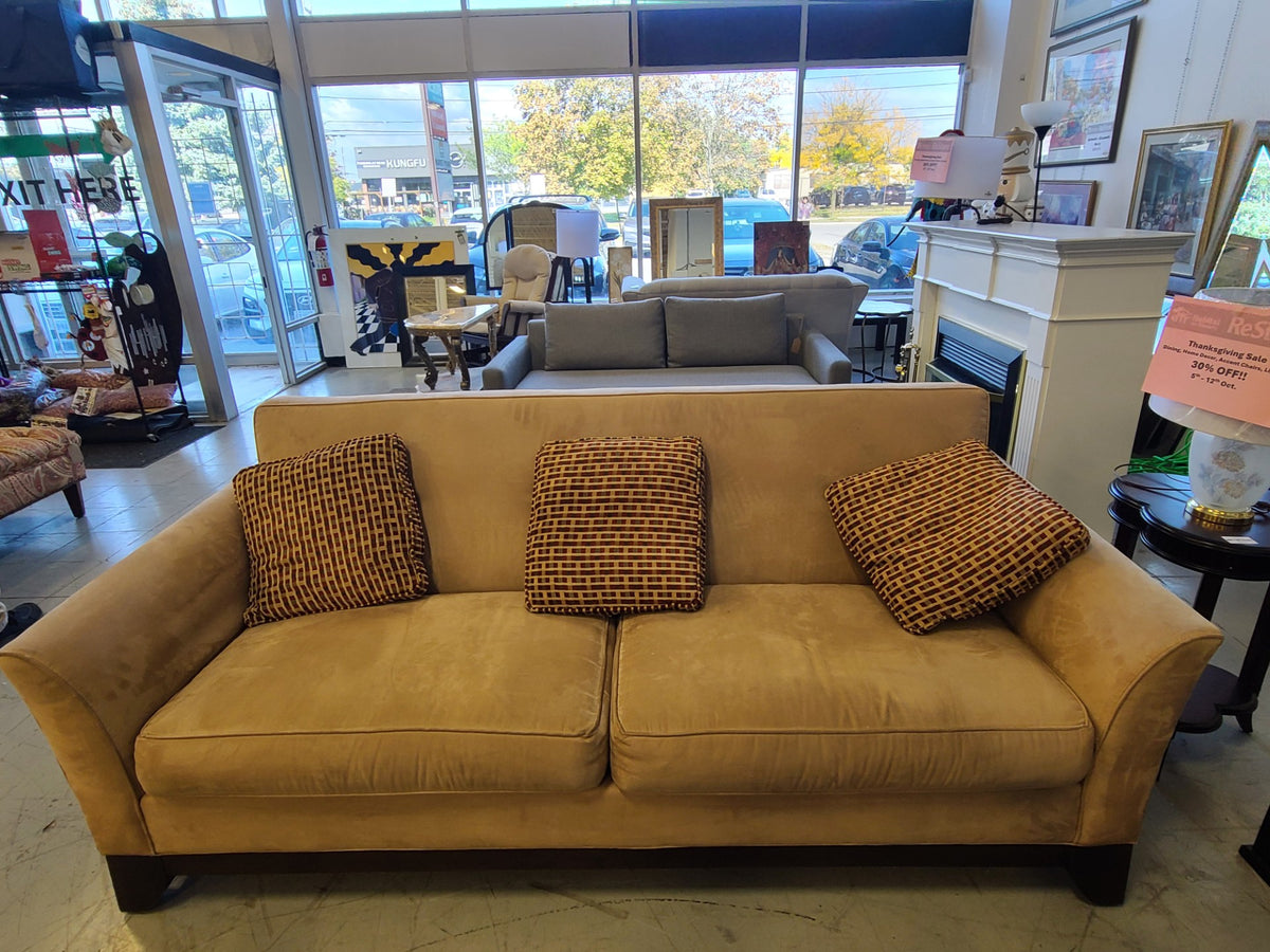 2-Seater Tan Microfiber Sofa