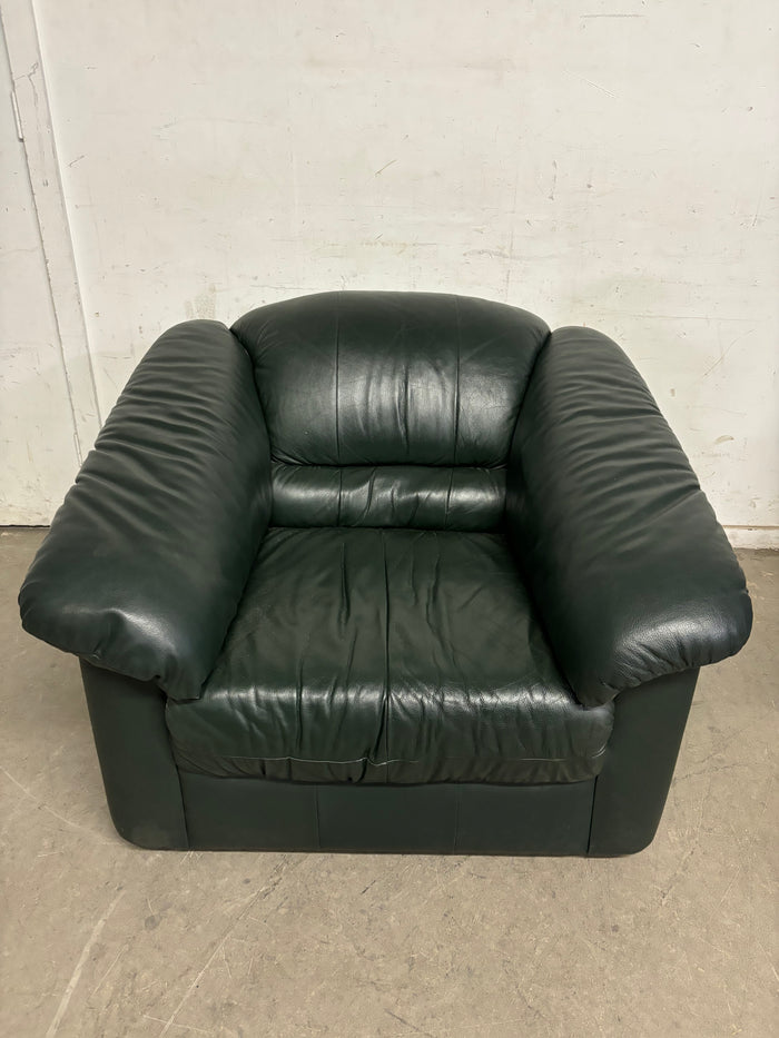 Forest Green Genuine Leather Armchair