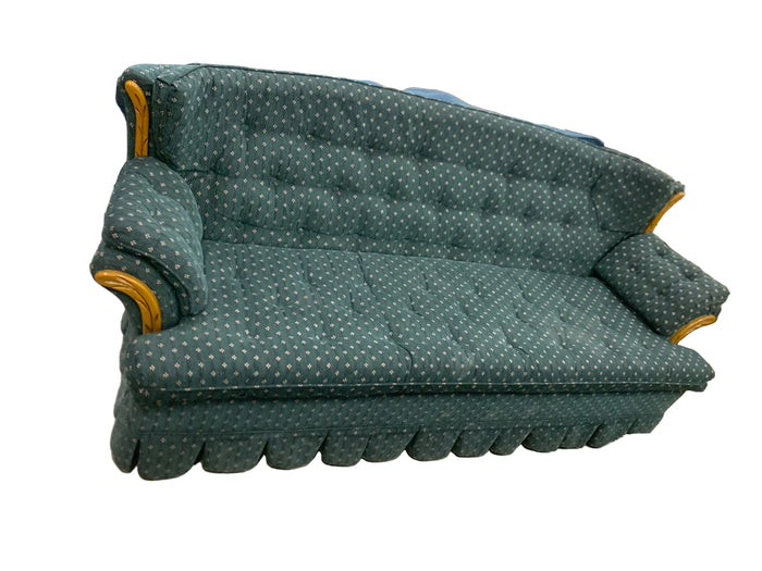 Green Sofa With Wood Accents