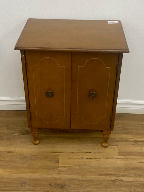 Vintage Two‑Door Wooden Bed Side Cabinet