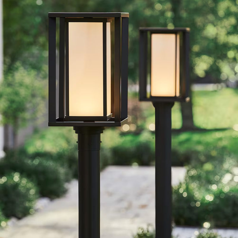 Paxton LED Outdoor Post Lantern in Black w/ Frosted Glass 39652