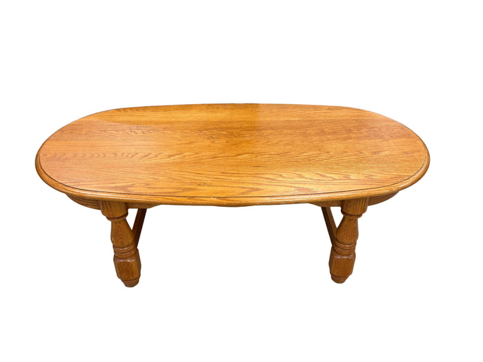 Light Wood Brown Oval Shaped Coffee Table