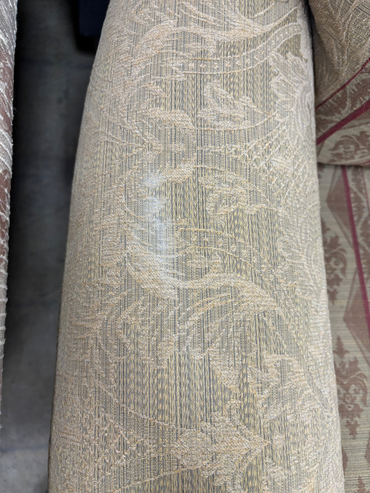 Traditional Accent Chair with Beige and Red Paisley Pattern