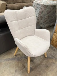 Modern Beige Wingback Accent Chair
