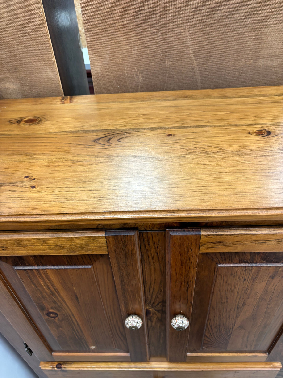 Golden Oak Tone Wooden Armoire