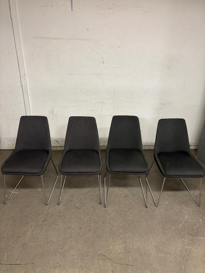 Set of 4 Black Decorative Chrome Dining Chairs