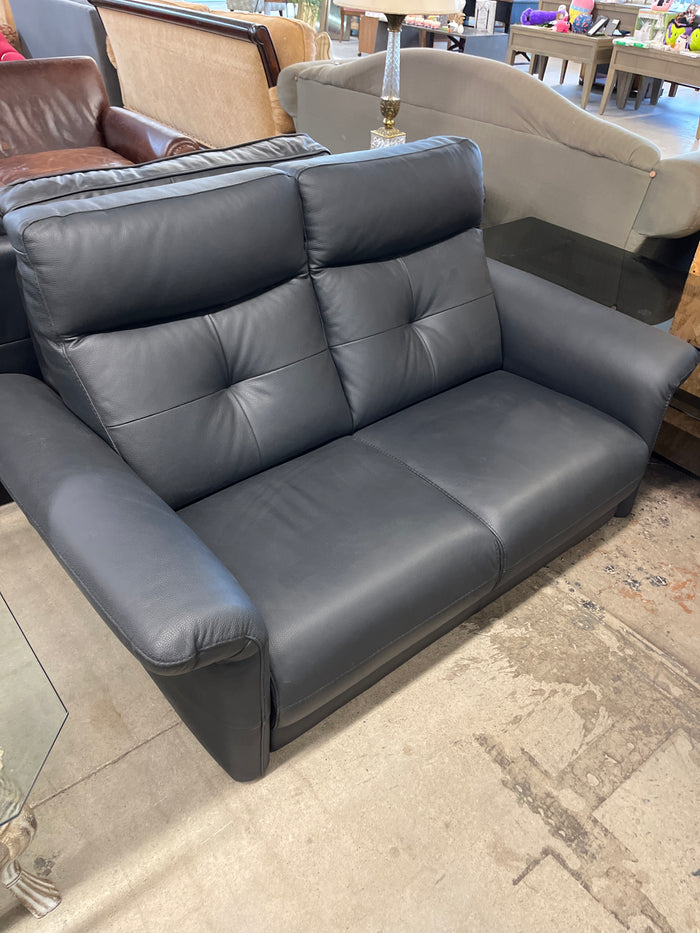 63 inch Black Leather Loveseat Sofa*
