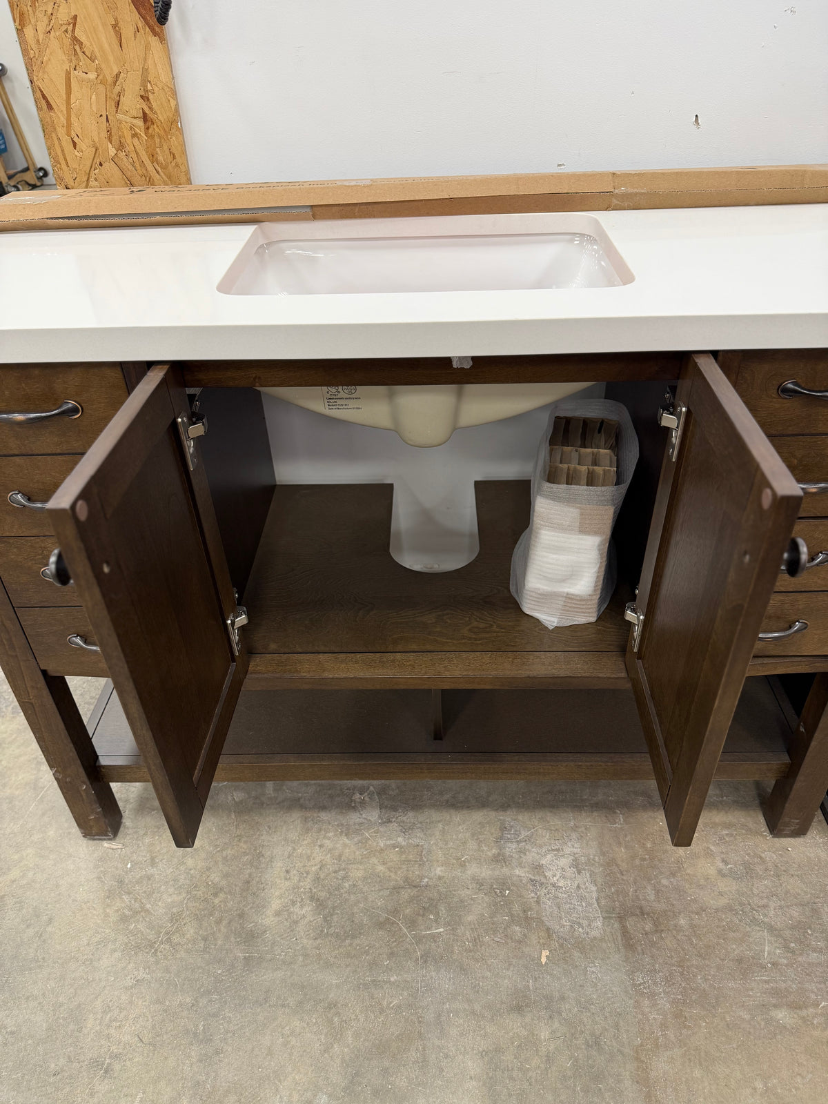White and Wood Brown Bathroom Vanity